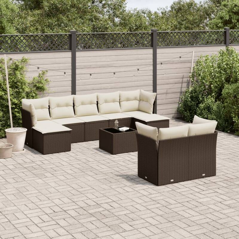 vidaXL Garden Sofa Set Brown PE rattan Large Garden Sofa Set - 21.7 x 21.7 x 14.6