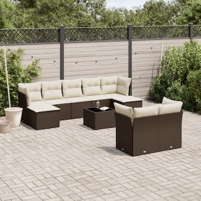 vidaXL Garden Sofa Set Brown PE rattan Large Garden Sofa Set - 21.7 x 21.7 x 14.6