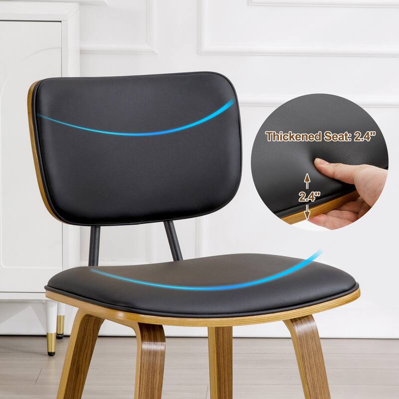 Faux Leather Upholstered Dining Chairs Set of 2/4 with Wood Legs - 32.3"H x 18.5"W x 21.8"D