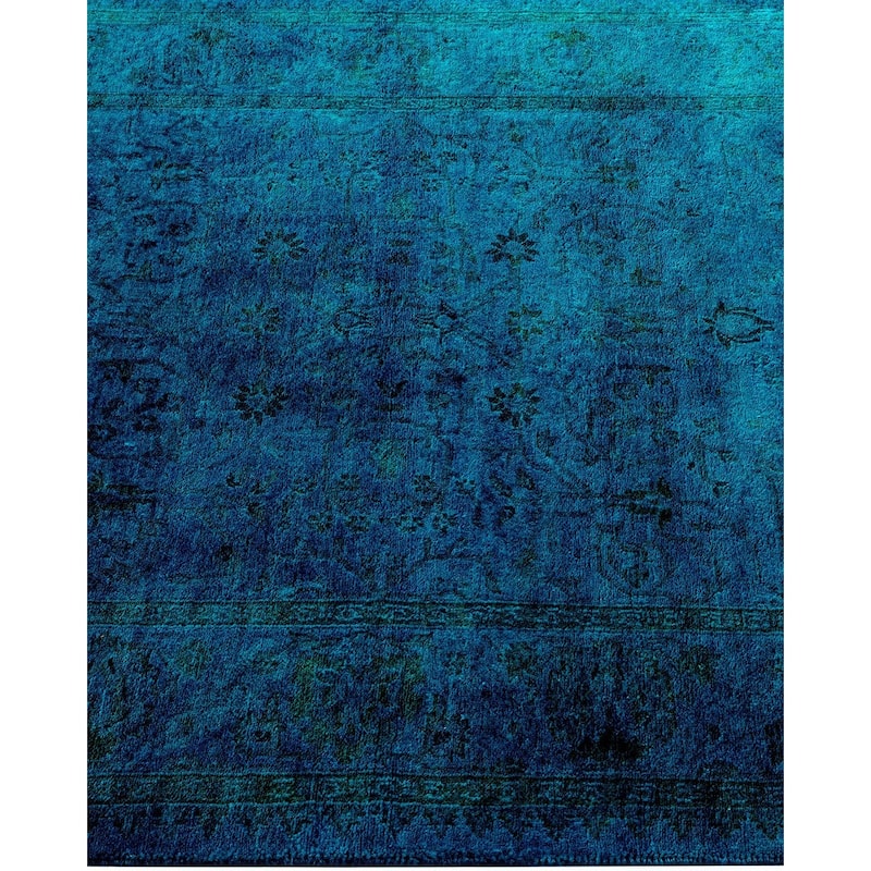 Overton Hand Knotted Wool Vintage Inspired Modern Contemporary Overdyed Blue Area Rug - 3' 1" x 5' 1"