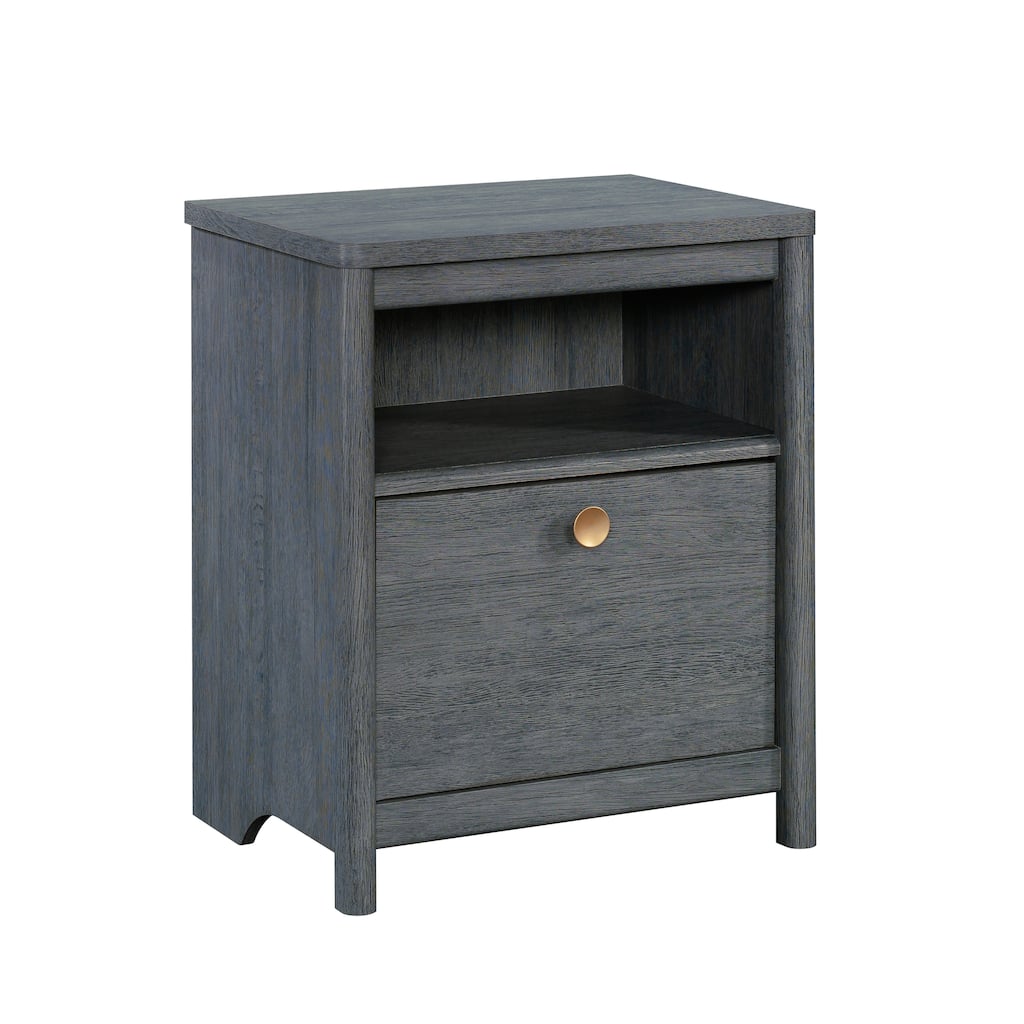 Wood Modern Nightstand with 1 Drawer and Open Shelf, Blue