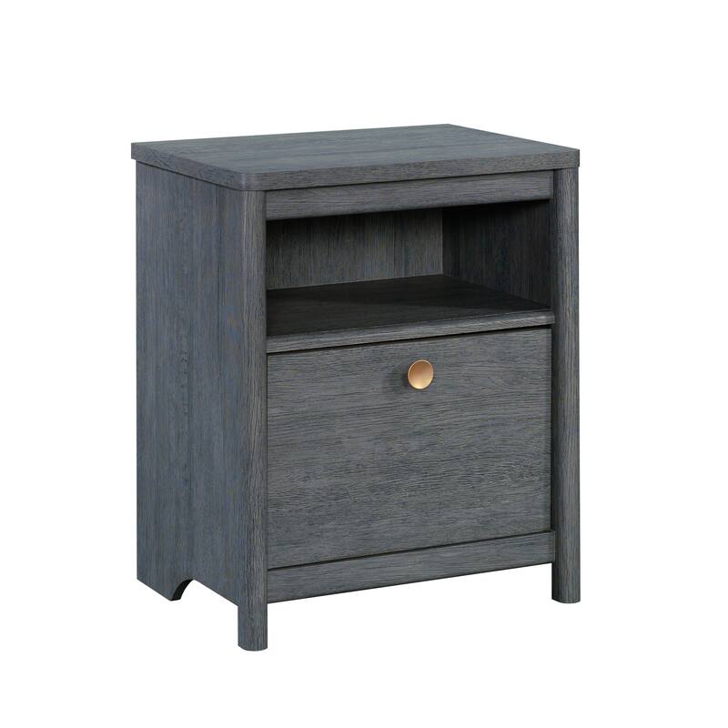 Wood Modern Nightstand with 1 Drawer and Open Shelf, Blue