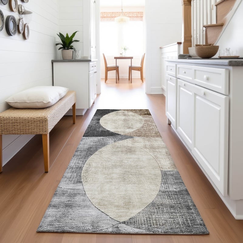 Premium Washable Super Soft Modern Geo Mayfield Rug - Pewter - 2'3" x 7'6"