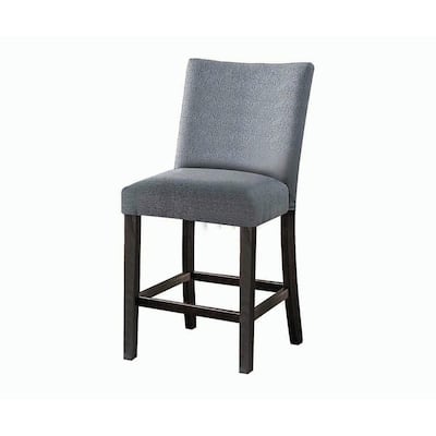 Yelena Fabric & Weathered Espresso Finish Counter Height Chair (Set of 2)