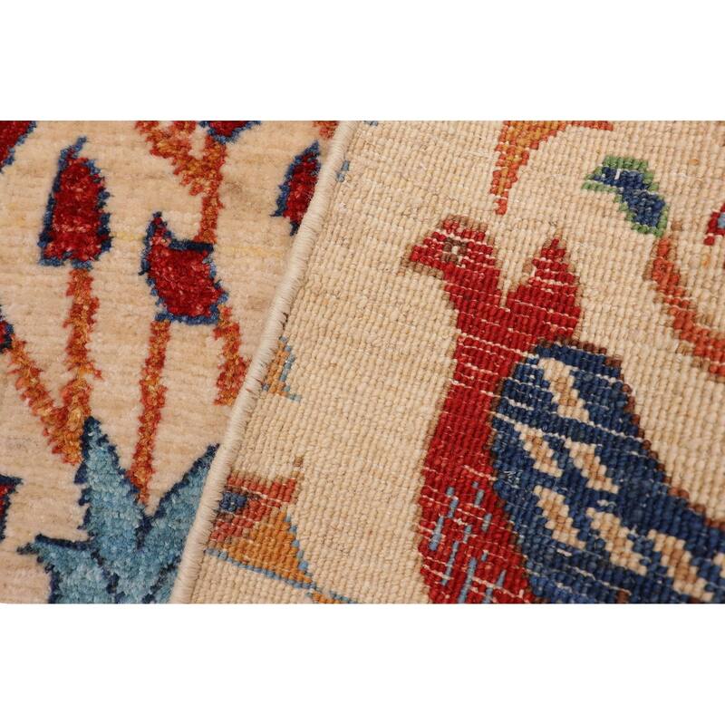Classic Ziegler Talia Beige Rust Hand-Knotted Wool Runner - 2'1'' x 4'11''