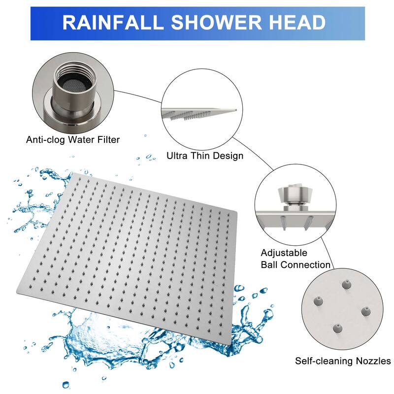 Lordear 16-inch Square Rain Shower Head