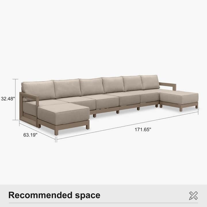 PURPLE LEAF Caesar Khaki Sofas Sectionals 4-18 Piece with 9.6" Thick Cushion for Yard Porch Deck Outdoor Patio Conversation Sets