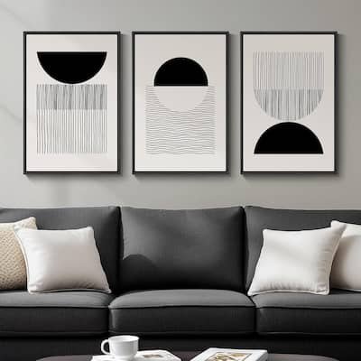 Framed Black and White Minimalist Wall Art,Mid Century Modern