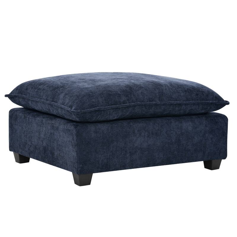 Chenille Upholstered Sectional Sofa with 2 Ottoman Chaise Lounge and Throw Pillows, Deep Seat Sleeper Cloud Couches, 4 Seat
