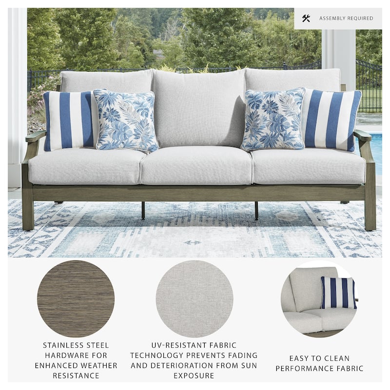 Signature Design by Ashley Rainier Ranch Brown/Beige Outdoor Sofa with Cushion - 89.25" W x 36.25" D x 42" H