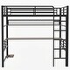 preview thumbnail 8 of 11, Full Size Gaming Loft Bed with Bulit-in Desk and LED Light, Metal Loft Bedframe with Storage Shelf and Ladder for Kids
