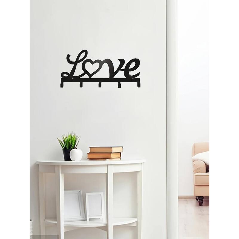 Wall-Mounted Metal Key Rack with Dual Install & Utility Hooks - 6.33" x 2.99"