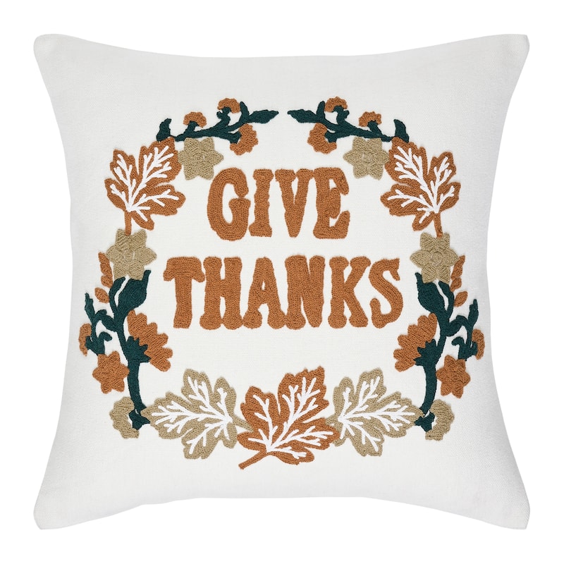 Wheat Plaid Give Thanks Pillow 18x18
