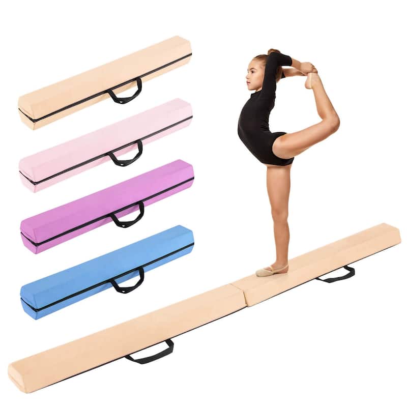 Costway 7 FT Folding Balance Beam Foam Floor Gymnastic Beam with - See Details - Brown