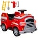 preview thumbnail 1 of 7, Qaba 12V Ride on Fire Truck, Battery Powered Electric Car for Kids with Siren, Flashing Lights Fire Extinguisher, Red Red
