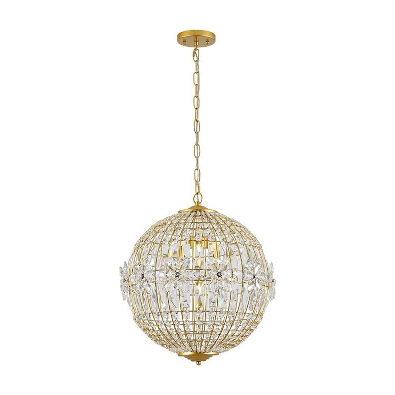 Luxe Bloom Beaded Round Sphere Crystal Pendant Entry Chandelier 18in