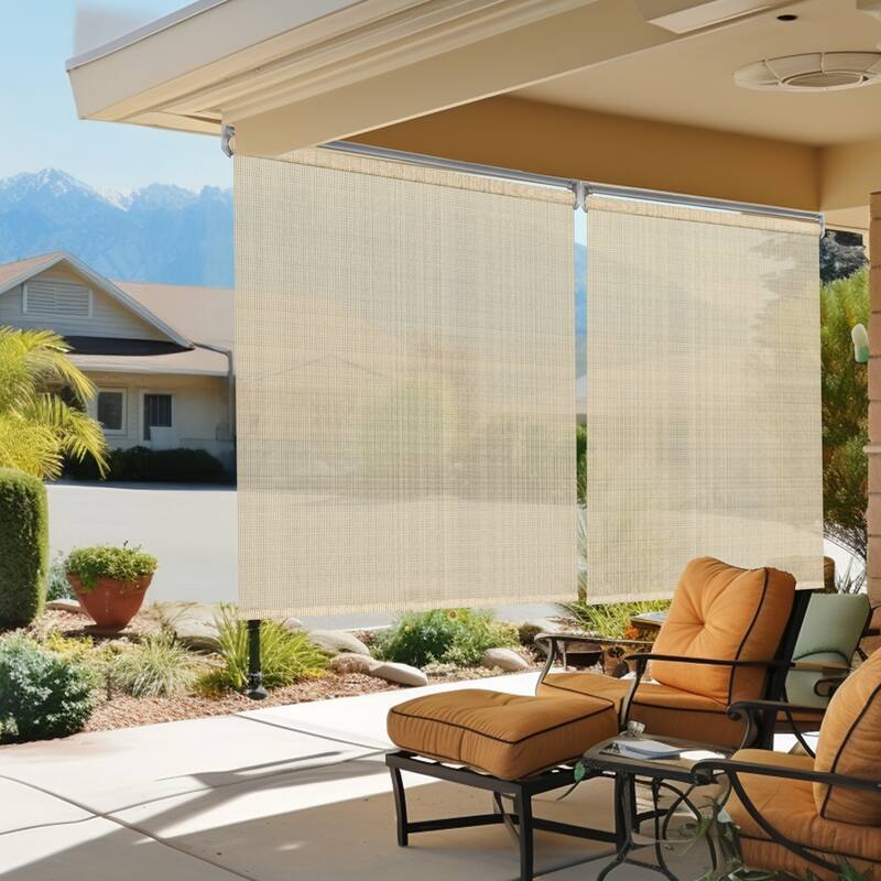 CHICOLOGY Cordless Outdoor Solar Shade, Exterior Roller Shade, UV Protrection Window Blind
