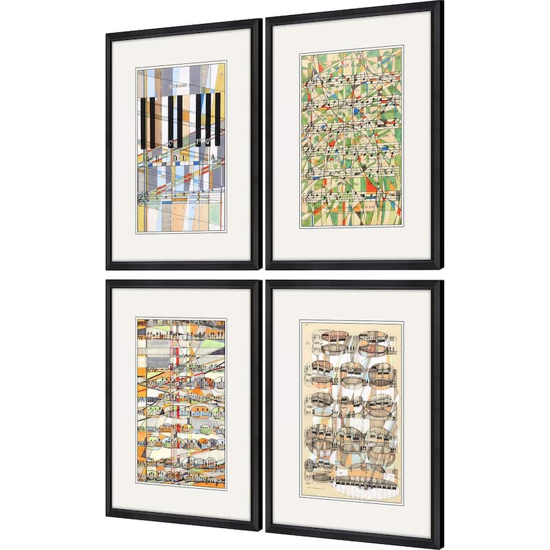 Geometry of Music S/4 Framed Art Under Glass - Multi-Color