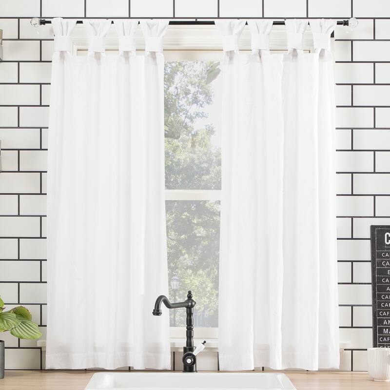 Archaeo Washed Cotton Twist Tab Cafe Curtain Pair - 54" x 45" - White