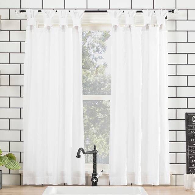Archaeo Washed Cotton Twist Tab Cafe Curtain Pair - White - 52 x 45