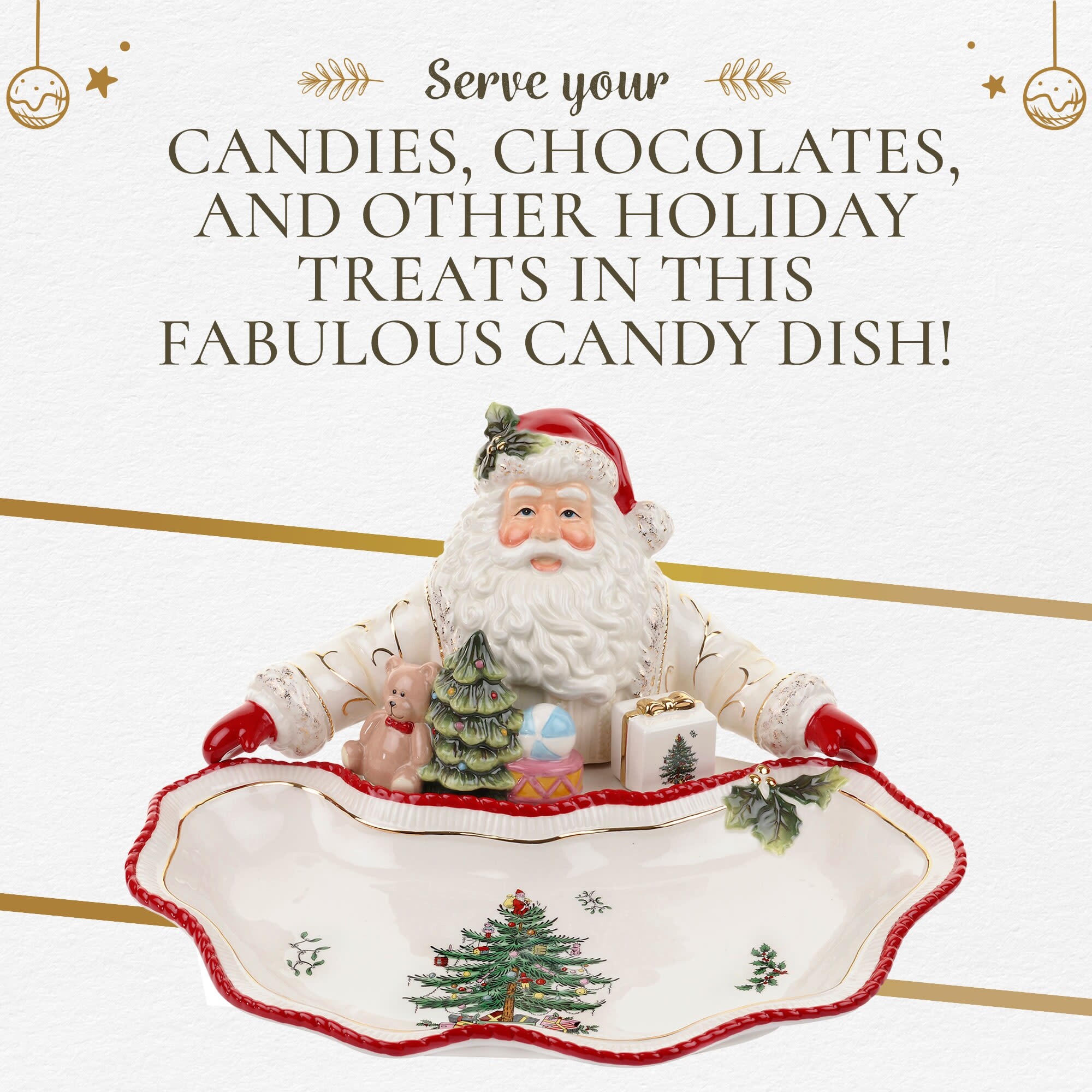 Spode Christmas Tree Figural Santa Dish - 12.25
