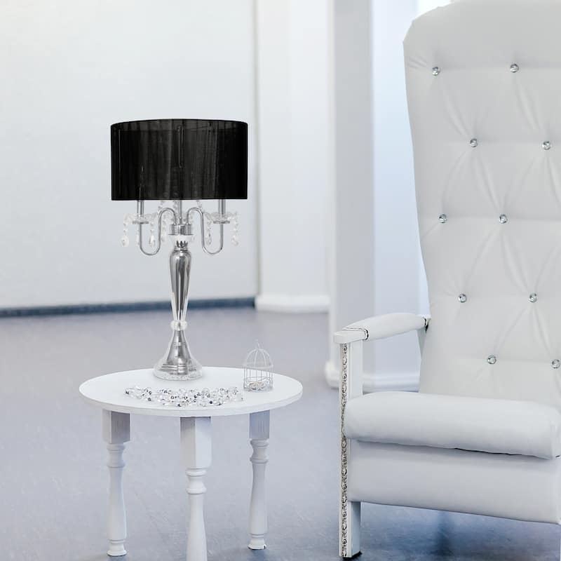 Lalia Home 31" Chrome Cascading Crystal Table Lamp - 31