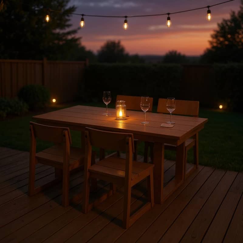 5-Piece HDPE Outdoor Dining Set for 4 - Weather-Resistant Patio Table and Chairs with Umbrella Hole