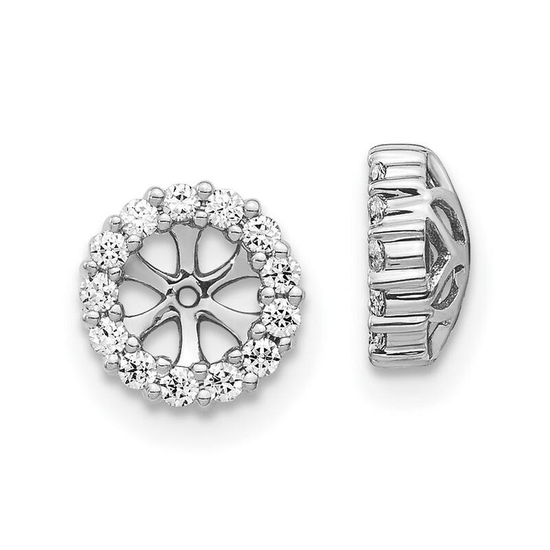 Curata 14k White Gold Diamond Earrings Jackets - 8x8mm Wide