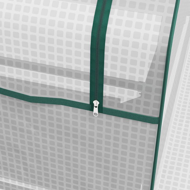 Countryside Style Garden Bed with Mini Greenhouse Cover 1 Raised Flower Pot, for Patio Garden Balcony - 8' x 10'