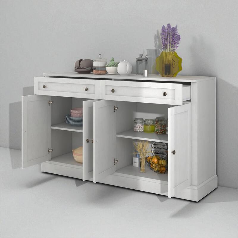 60" Kitchen Buffet Cabinet with 2 Drawers and 4 Doors, Adjustable Shelves, Modern Sideboard Storage Console