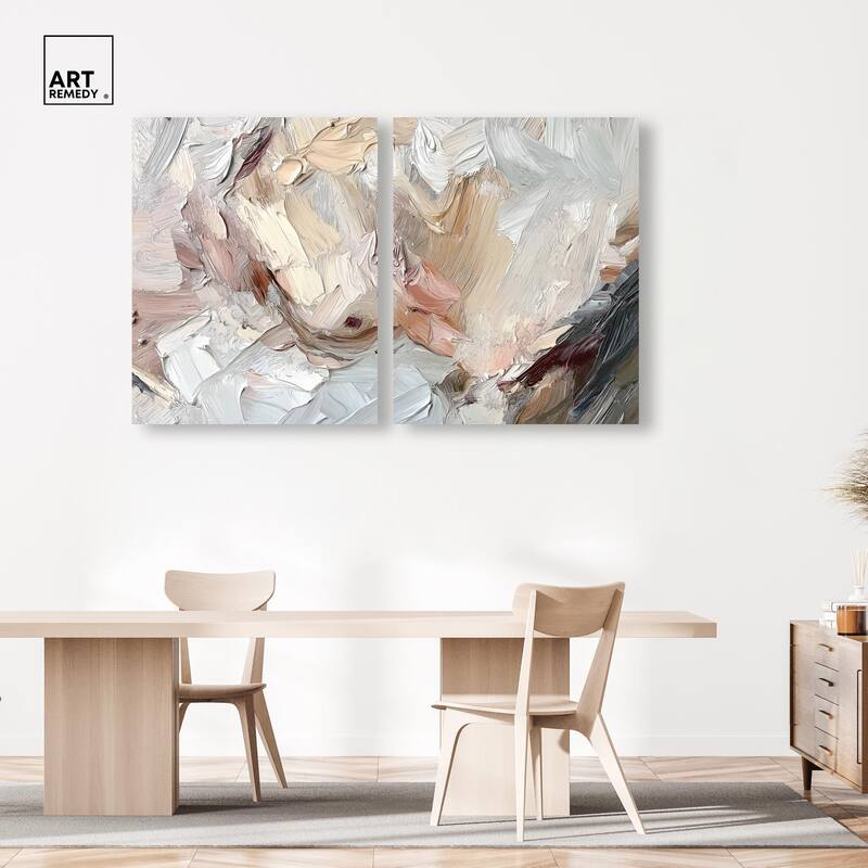 Running Horse Neutral I Canvas Set of 2 by Art Remedy, Gallery Wrapped