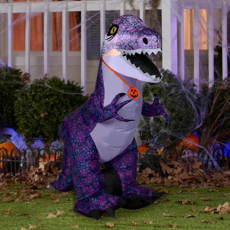 Gemmy Halloween Inflatable Purple Dinosaur, 3.5 ft Tall