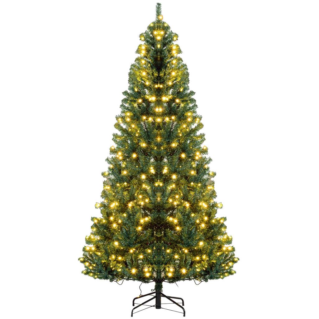 HOMCOM Pre-Lit Douglas Fir Tree - Realistic Branches, Warm White LED Lights, Green