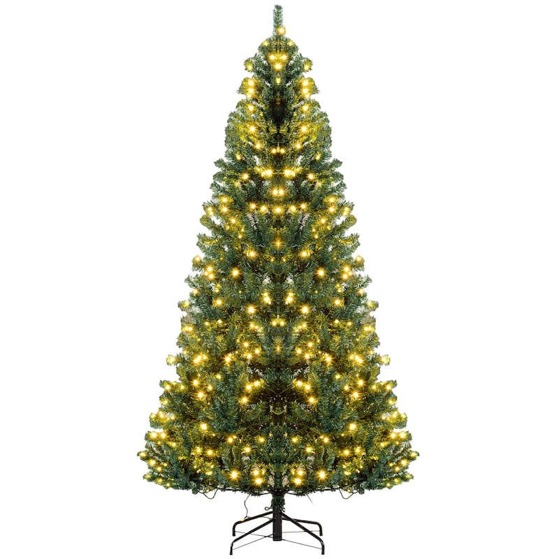 HOMCOM Pre-Lit Douglas Fir Tree - Realistic Branches, Warm White LED Lights, Green