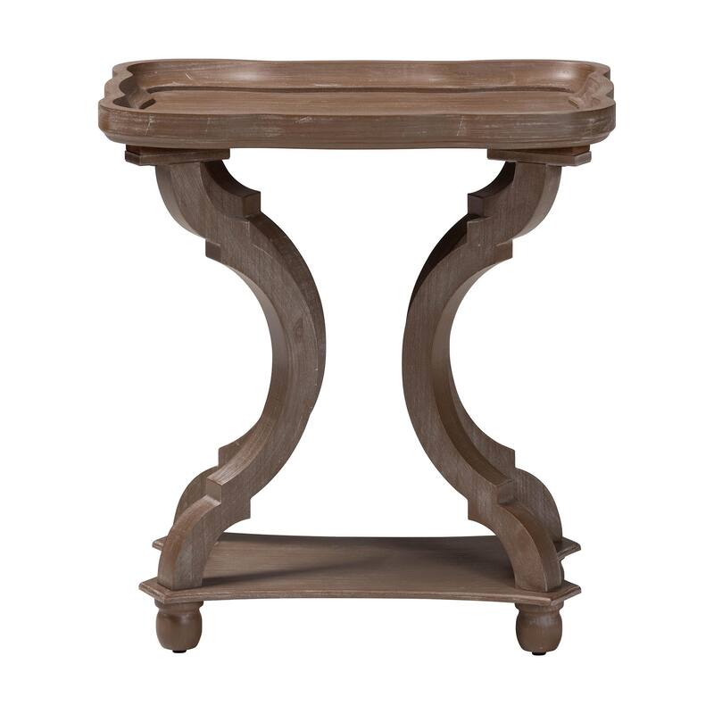 Yannick French Country Antique Brown Wood End Table