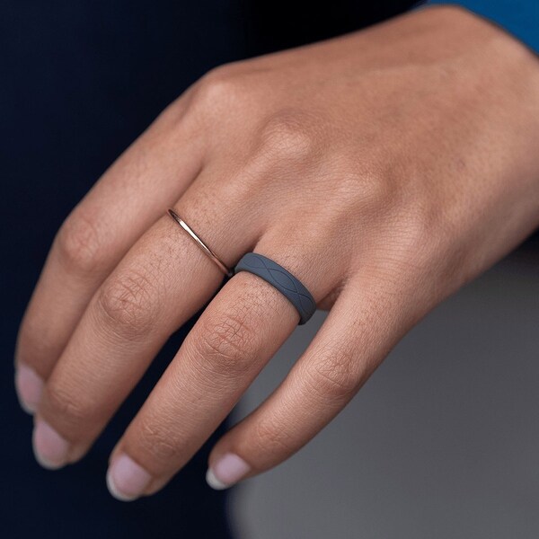 Slate and steel rings deals