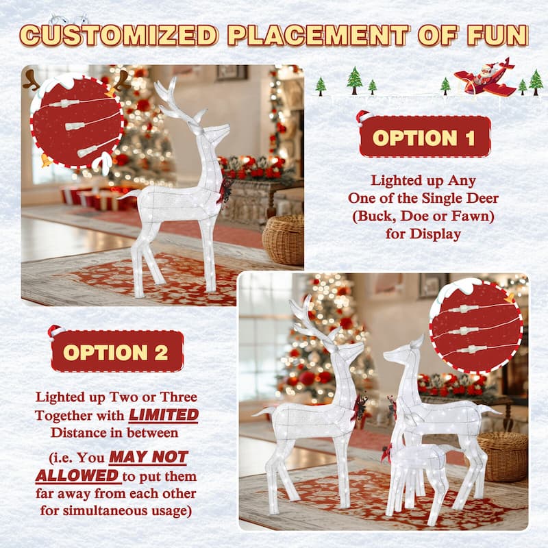 VEIKOUS 4.5 ft. 3D LED Reindeer Family Christmas Holiday Yard Decoration