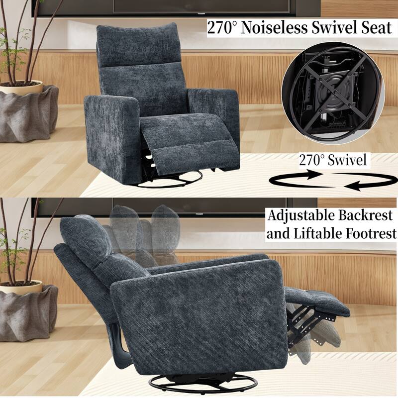 Olmas 33.5"W Power Swivel Glider Recliner with USB Charger Set Of 2