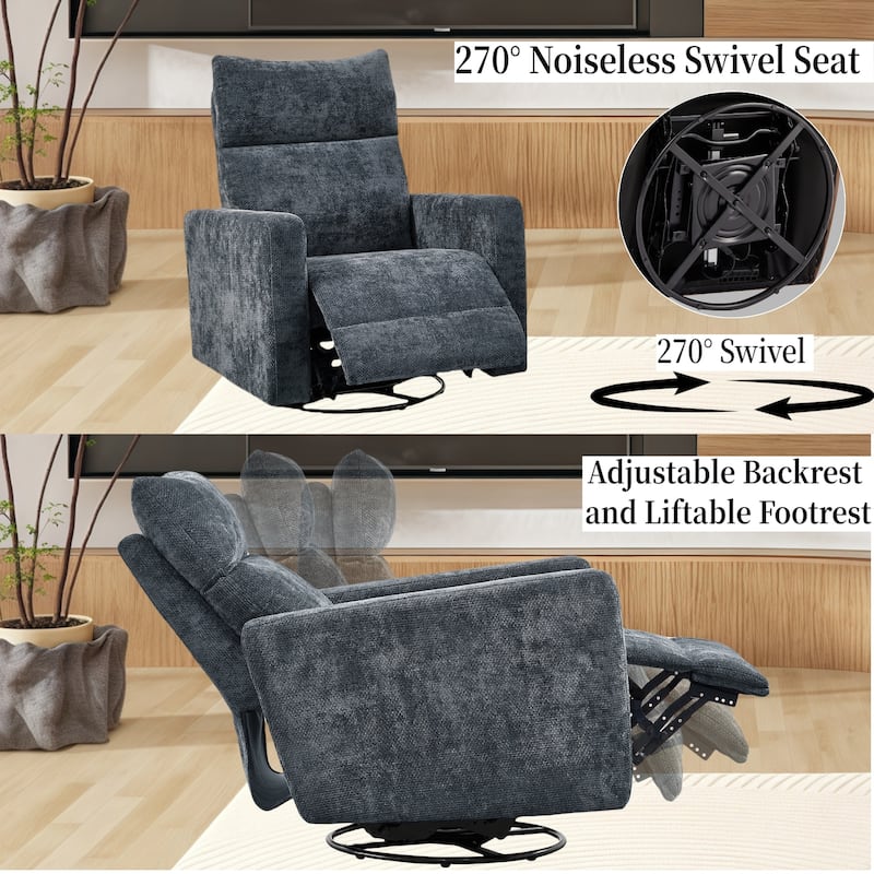 Olmas 33.5"W Power Swivel Glider Recliner with USB Charger