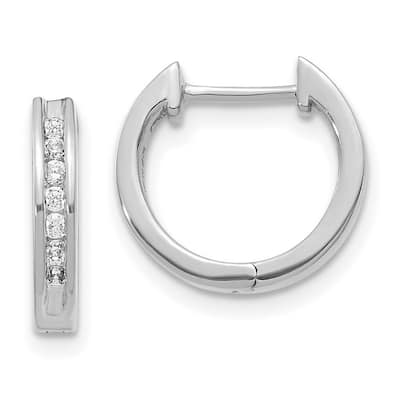Curata 14k White Gold Diamond Hinged Hoop Earrings - 12x13mm Wide 2mm Thick
