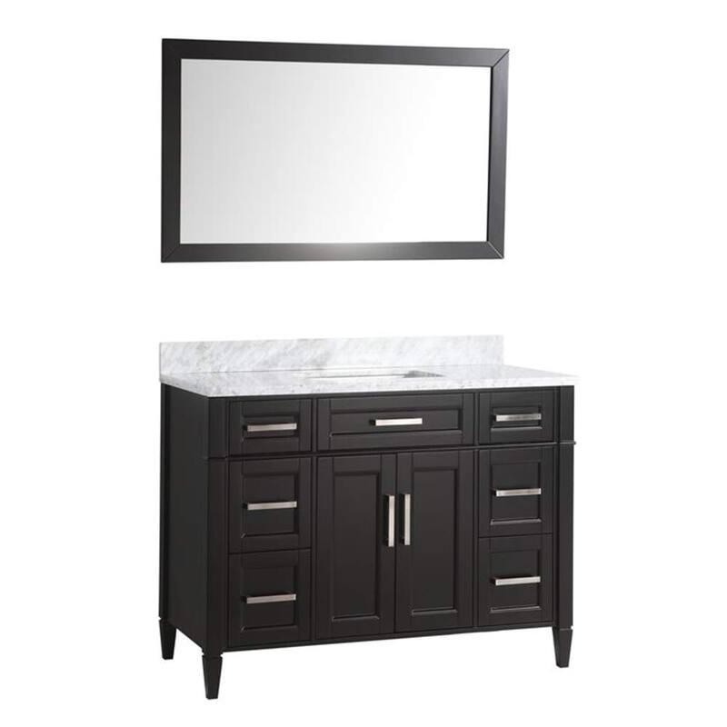 Vanity Art 48-Inch Bathroom Vanity Set with Carrara Marble Top - Espresso