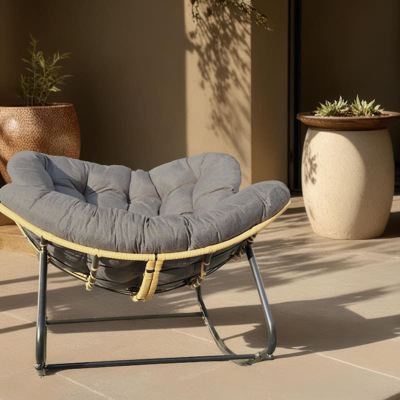 Outdoor Rocking Chair, Patio Egg Rocking Chair, Indoor Papasan Chair, Rattan Wicker Lounge Chair, Modern Royal Chair