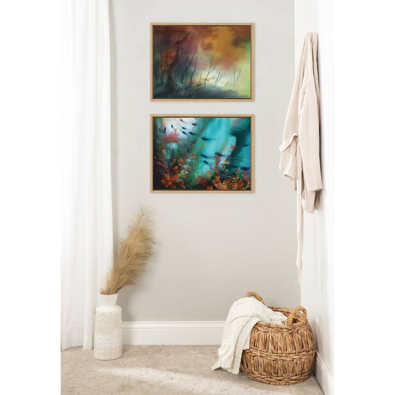 Kate and Laurel Sylvie Coral Cove Framed Canvas by Faryn Hughes