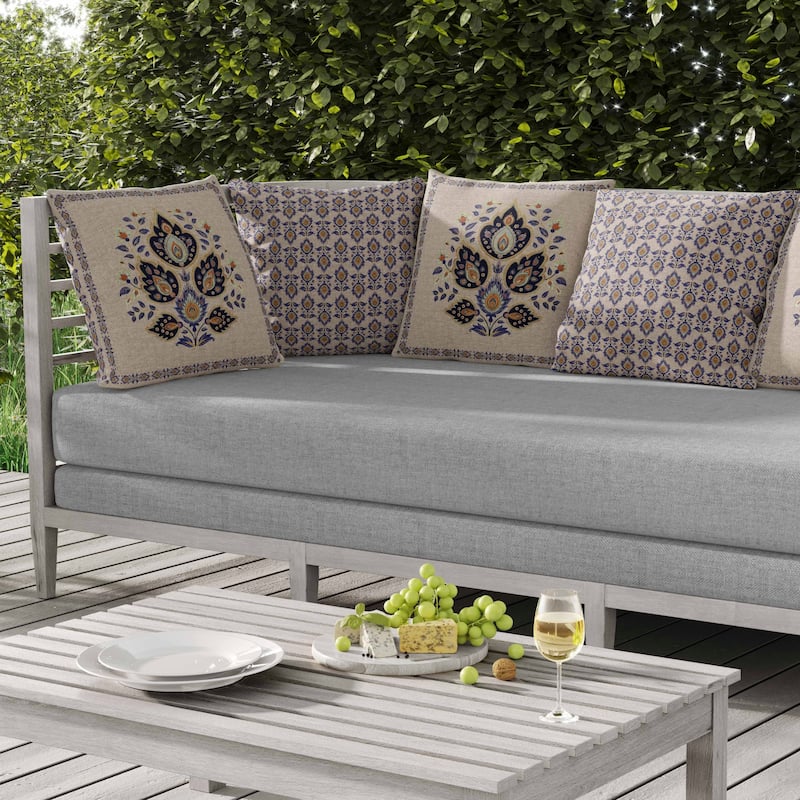 Vintage Verve Indoor/Outdoor Reversible Throw Pillow Blue and Black