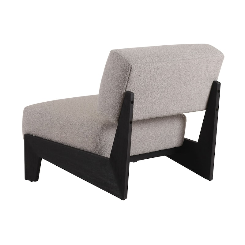 Cid Joy 30 Inch Accent Chair, Low Profile, Light Gray Velvet, Wood Frame