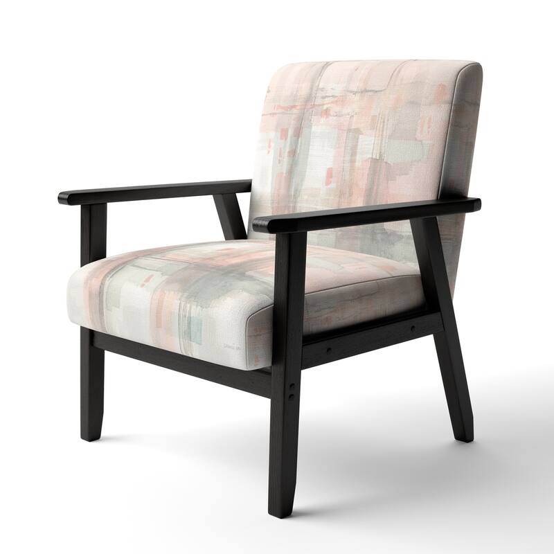 Designart "Intersect II Grey" Upholstered Pink Modern Accent Chair - Arm Chair - Arm Chair
