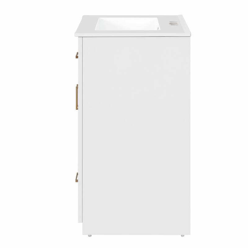 24" Bathroom Vanity with Integrated Ceramic Sink, Cabinet with 2 Doors, 1 Tip-out Drawer