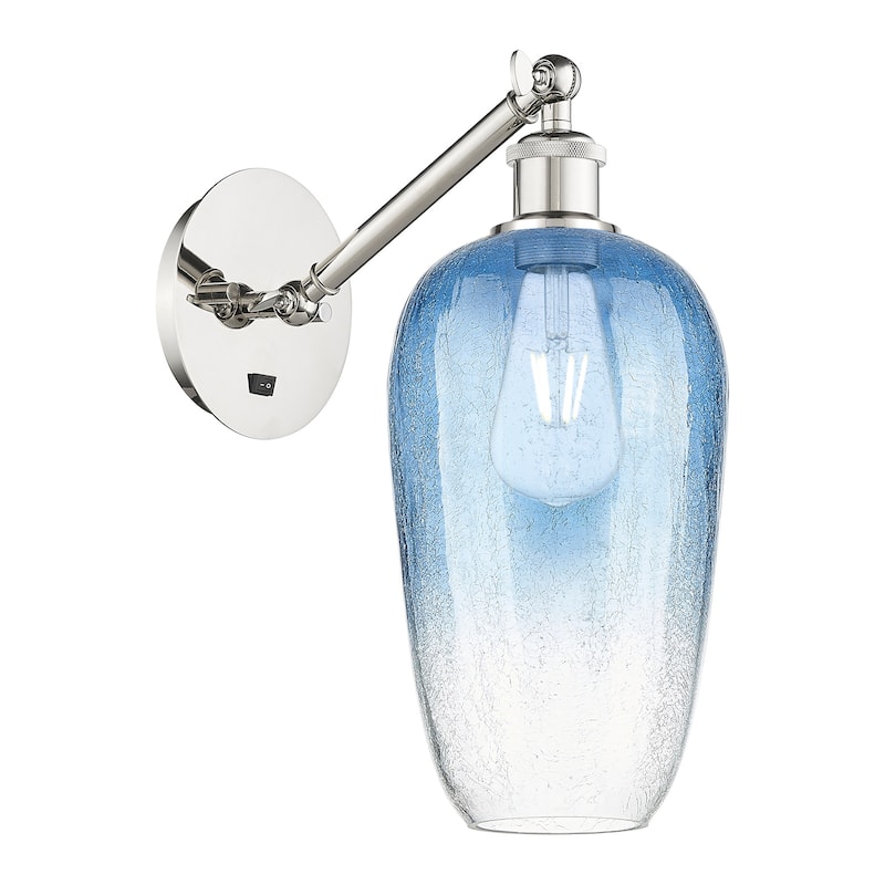 Innovations Lighting 317-1W-15-7 Brookhaven Flute Sconce Brookhaven - Polished Nickel / Sapphire Blue