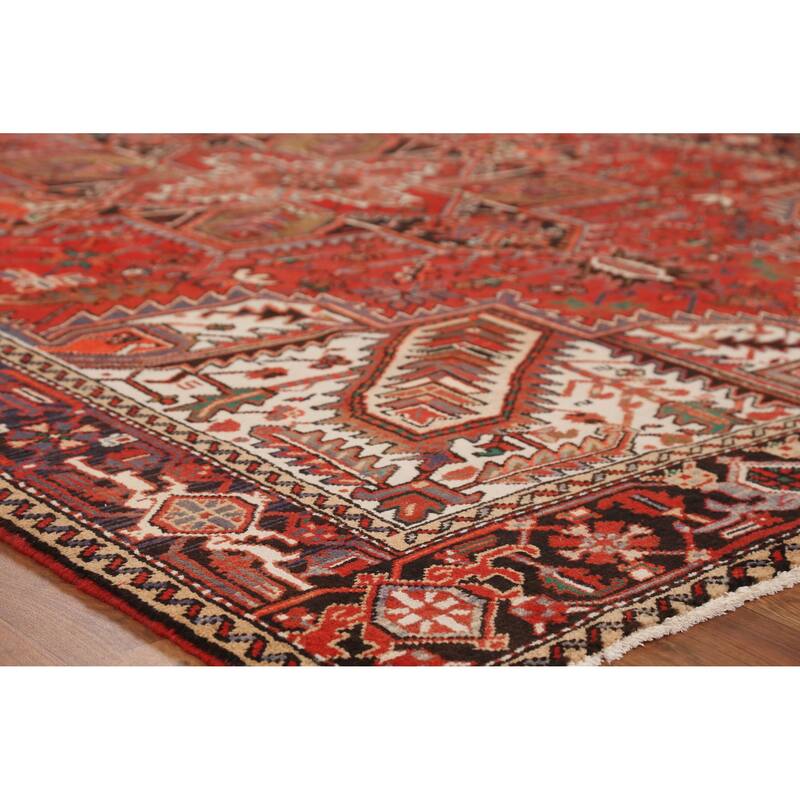 Hand Knotted Oriental 100% Wool Carpet Traditional Medallion Red Heriz Area Rug - 10' 3'' X 7' 9''