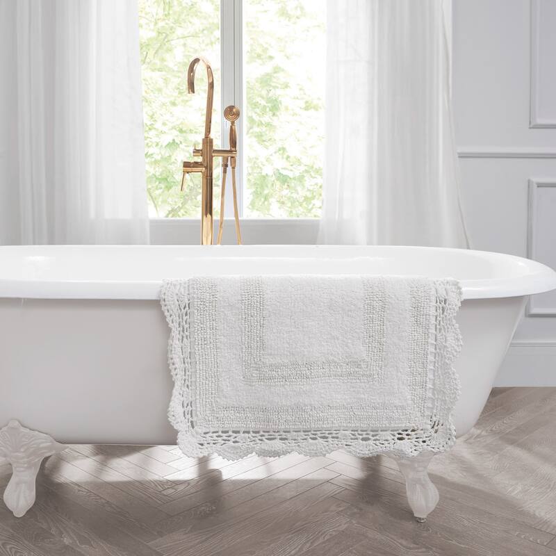Laura Ashley Reversible Cotton Crochet Bath Rug